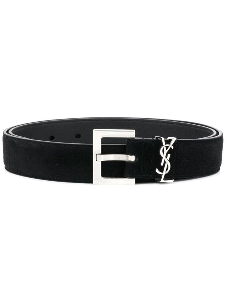 Saint Laurent Monogram Logo Buckle Belt - Black