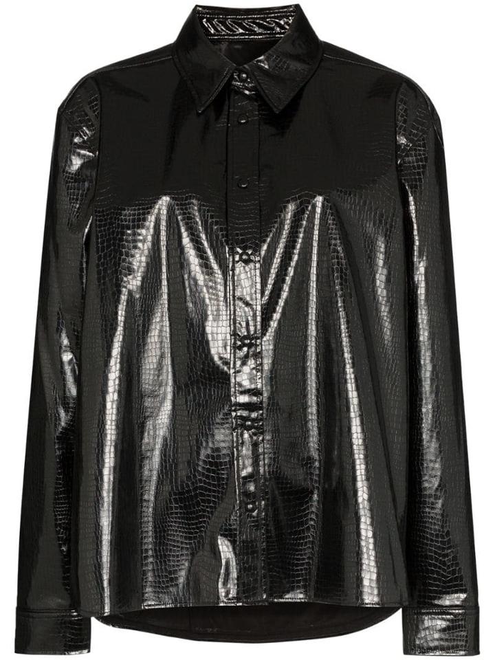 We11done Python Print Collared Shirt - Black