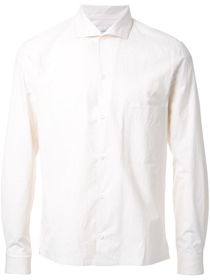 Lemaire Spread Collar Shirt, Men's, Size: 46, White, Cotton