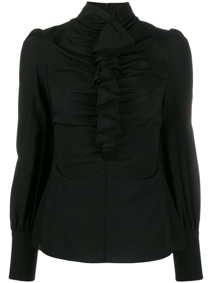 Zimmermann Espionage Cinched Ruffled Blouse - Black