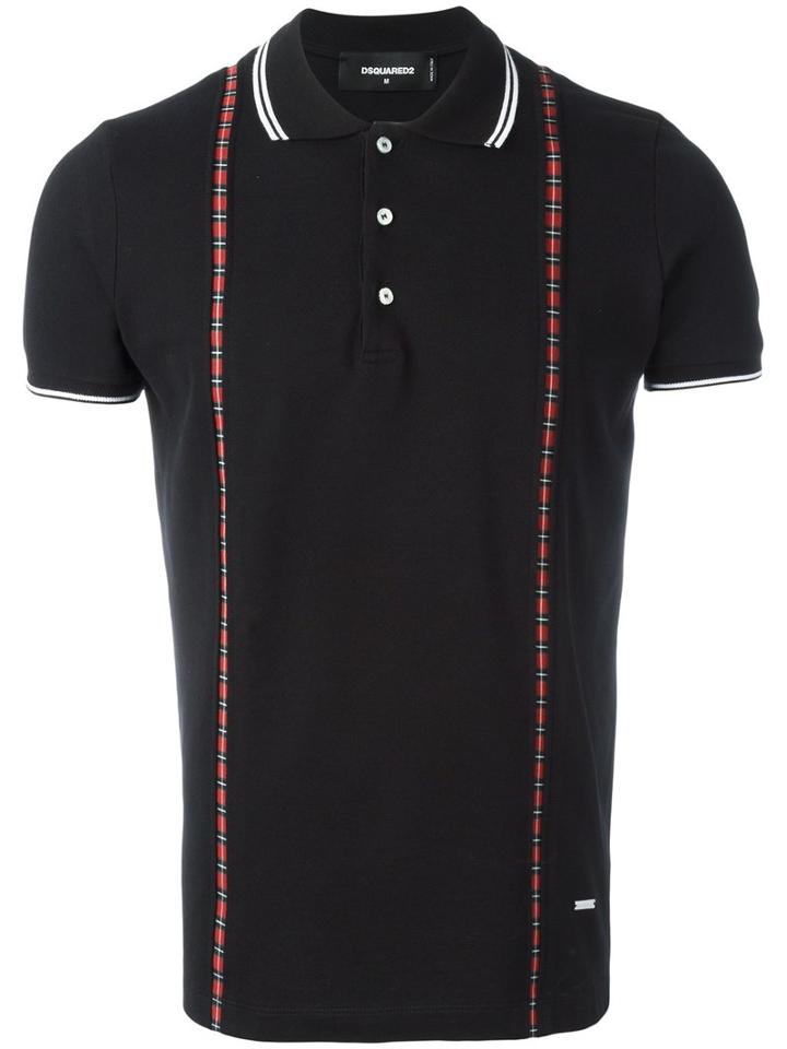 Dsquared2 Brace Effect Polo Shirt, Men's, Size: Xl, Black, Cotton