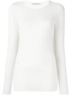 Stefano Mortari Round Neck Pullover, Women's, Size: 44, White, Spandex/elastane/viscose/wool