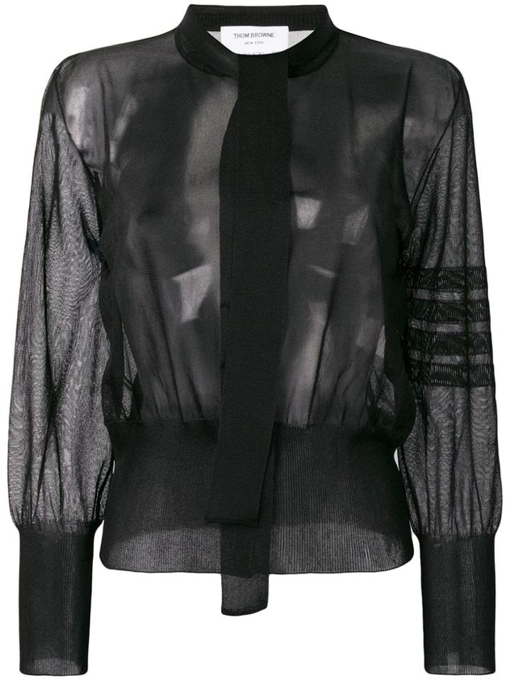 Thom Browne 4-bar Relaxed Necktie Blouse - Black