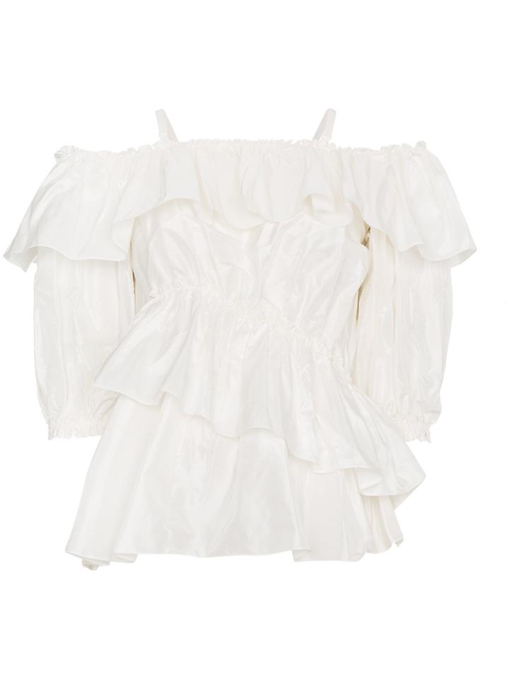 Simone Rocha Taffeta Frill Top - Nude & Neutrals