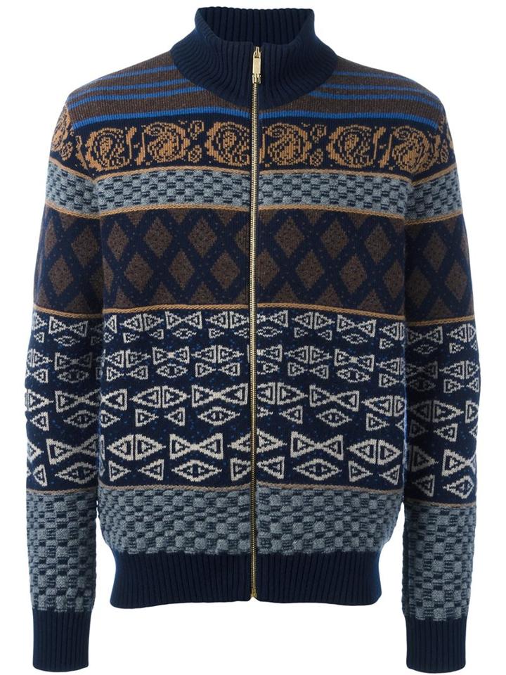 Etro Zipped Cardigan, Men's, Size: Medium, Silk/wool