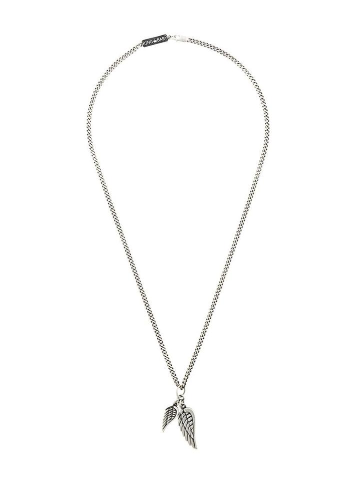 King Baby Double Wing Pendant Necklace, Adult Unisex, Metallic