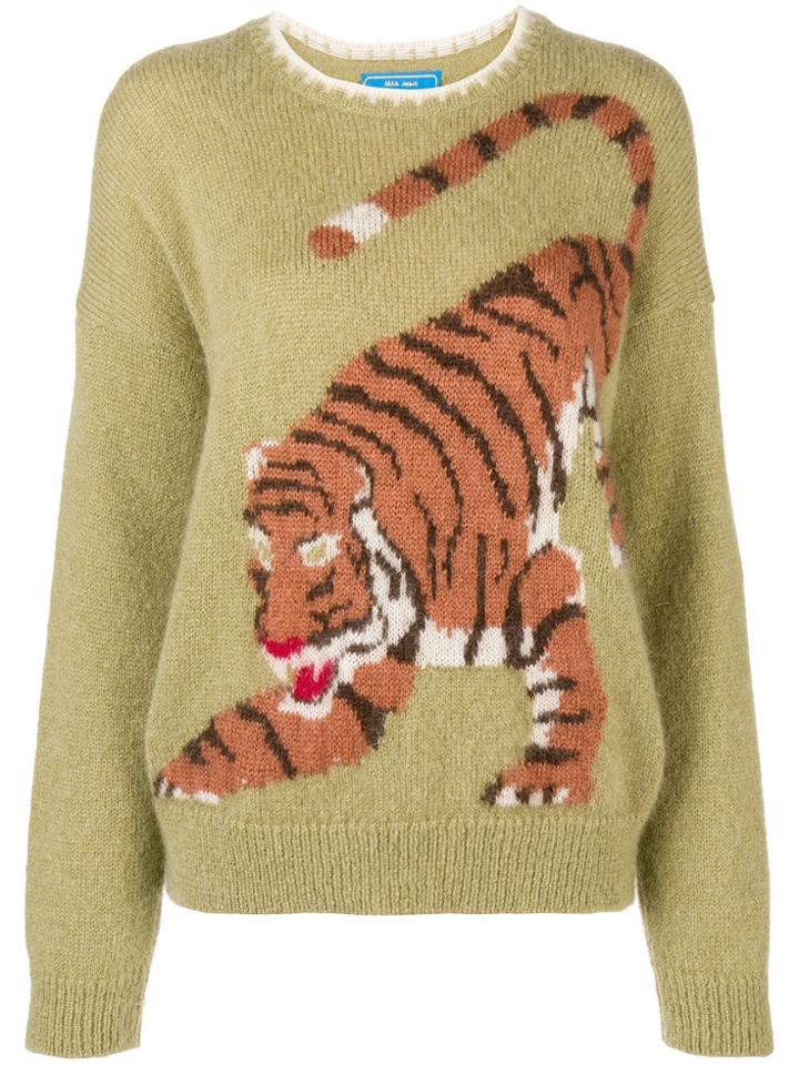 Mih Jeans Tiger Intarsia Knit Cardigan - Green