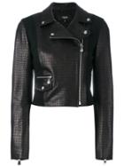 Versus - Embossed Crocodile Effect Biker Jacket - Women - Lamb Skin/polyamide/polyester/viscose - 40, Women's, Black, Lamb Skin/polyamide/polyester/viscose