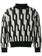 Issey Miyake Vintage Geometric Intarsia Turtleneck Jumper - Black