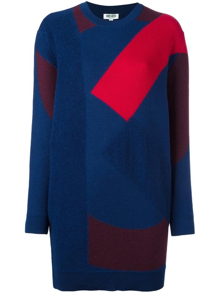 Kenzo K Intarsia Sweater Dress, Women's, Size: Small, Blue, Wool