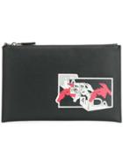 Prada Saffiano Logo Comic Print Clutch - Black
