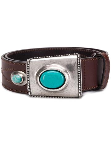 Kate Cate Stone Buckle Belt - Brown