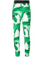 Dolce & Gabbana Banana Leaf Print Trousers, Women's, Size: 38, Green, Viscose
