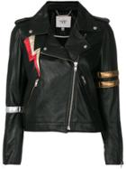 Maison Père Metallic Applique Biker Jacket - Black