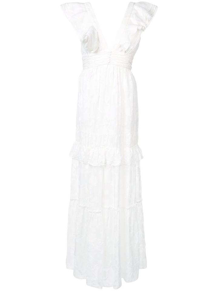 Rachel Zoe Ruffle Trim Lace Maxi Dress - White
