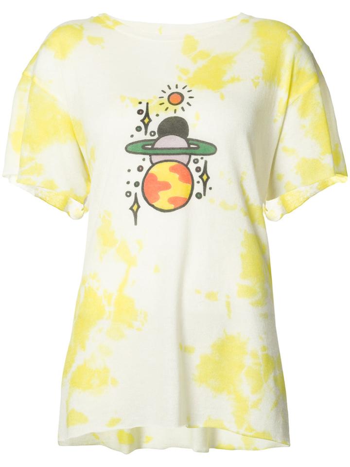 The Elder Statesman - Planet Print T-shirt - Women - Silk/cashmere - L, White, Silk/cashmere