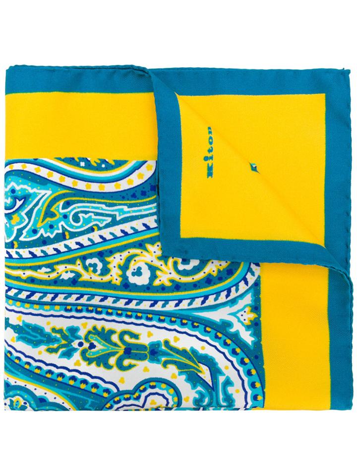 Kiton Paisley Print Scarf - Yellow & Orange