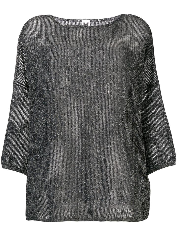 M Missoni Loose Weave 3/4 Sleeve Sweater - Blue