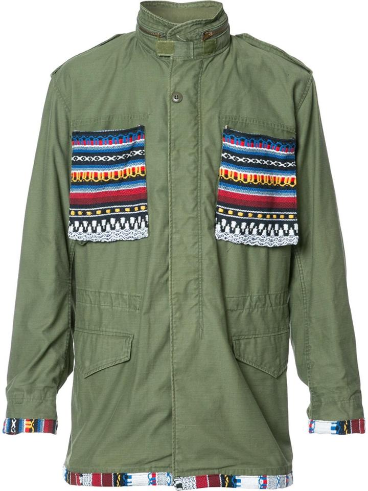 Htc Hollywood Trading Company Aztec Details Cargo Jacket - Green