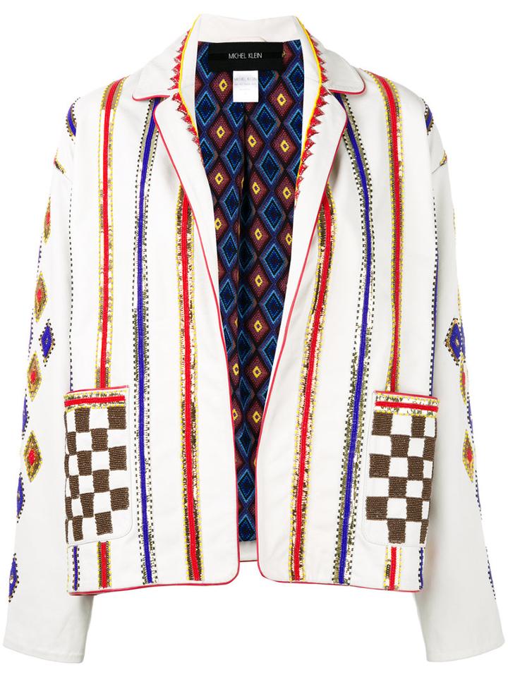 Michel Klein - Beaded Blazer - Women - Lamb Skin - 40, White, Lamb Skin