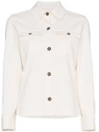 Frame Denim Button Down Long Sleeve Cotton Blend Shirt - Neutrals