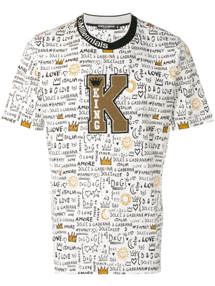 Dolce & Gabbana King Patch Printed T-shirt - White