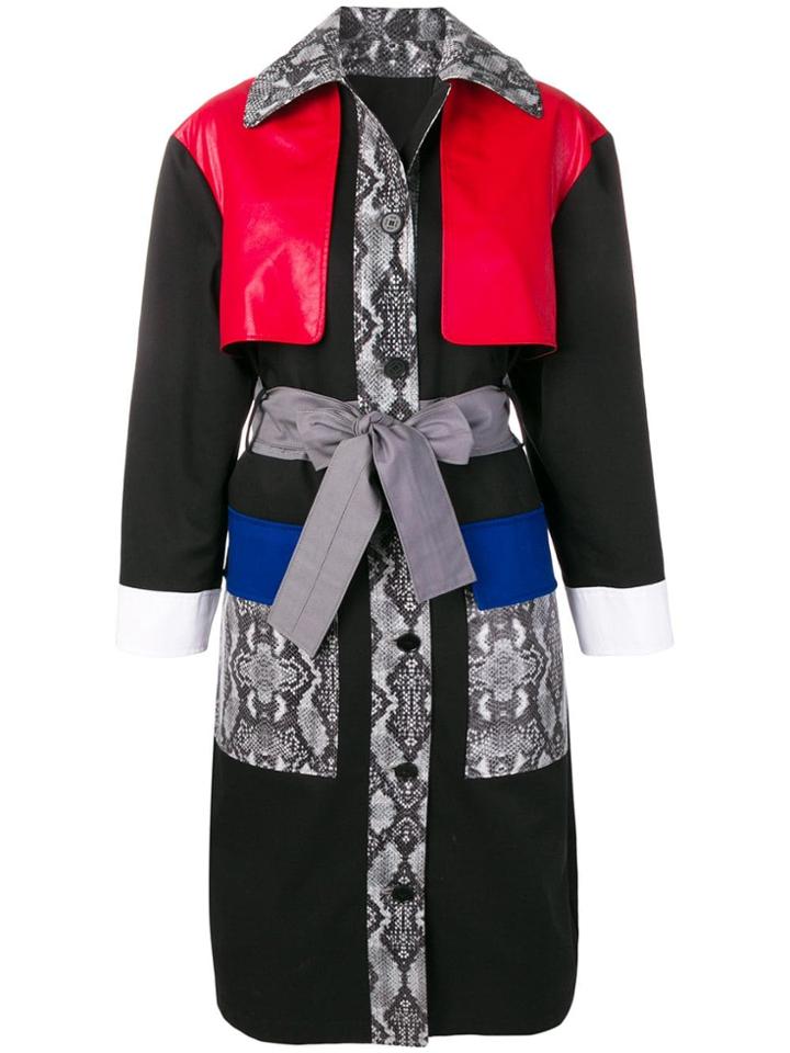 Msgm Multi-panel Belted Coat - Black