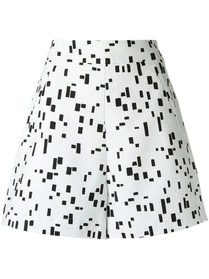 Andrea Marques Printed Shorts, Women's, Size: 40, White, Cotton/spandex/elastane