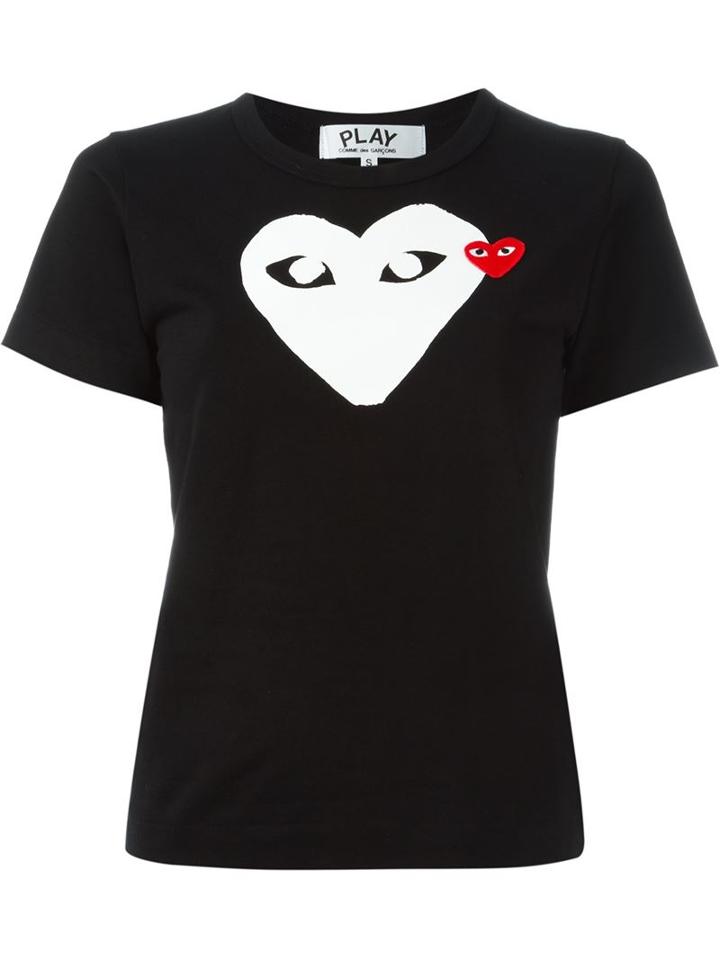 Comme Des Garçons Play - Heart Print T-shirt - Women - Cotton - Xs, Women's, Black, Cotton