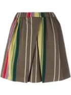 No21 Striped Mini Skirt, Women's, Size: 42, Green, Linen/flax/polyamide/cupro/wool