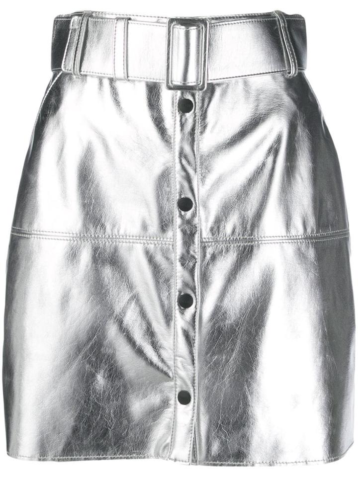 Msgm Metallic Pencil Mini Skirt - Silver