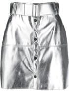 Msgm Metallic Pencil Mini Skirt - Silver