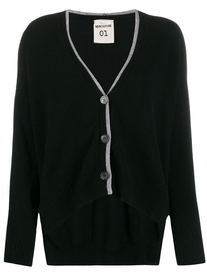 Semicouture Contrast-trim Cardigan - Black