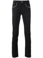 Roberto Cavalli Studded Elastic Slim Straight Denim Pants, Men's, Size: 30, Black, Cotton/spandex/elastane/metal