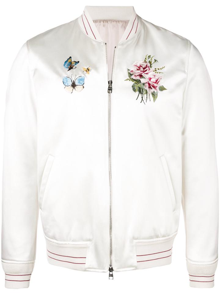 Alexander Mcqueen Embroidered Bomber Jacket - Nude & Neutrals