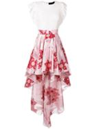 Christian Pellizzari - Floral High-low Hem Skirt - Women - Silk/nylon/polyamide/metallized Polyamide - 42, Women's, Pink/purple, Silk/nylon/polyamide/metallized Polyamide