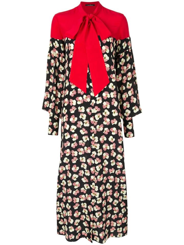 Rokh Floral Contrast Dress - Black