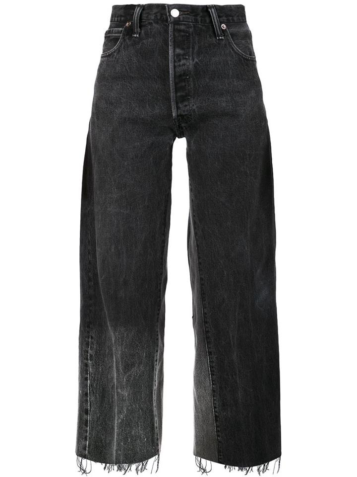 Re/done Cropped Boyfriend Jeans, Women's, Size: 27, Grey, Cotton