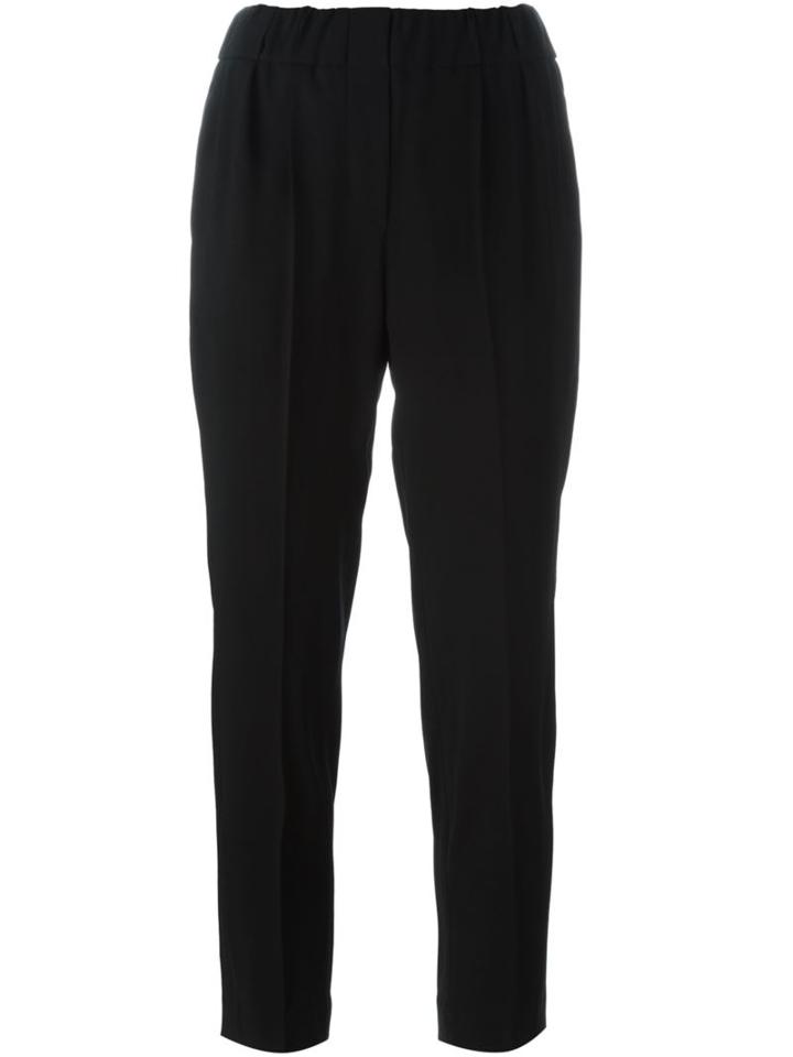 Brunello Cucinelli Tapered Trousers, Women's, Size: 42, Black, Polyester/acetate/cupro/wool