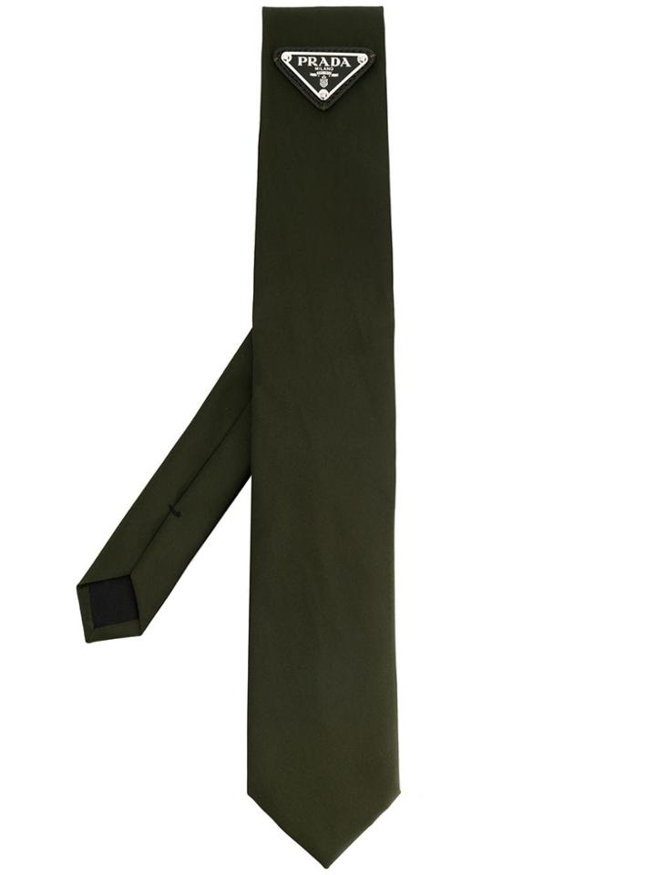 Prada Logo Plaque Tie - Green
