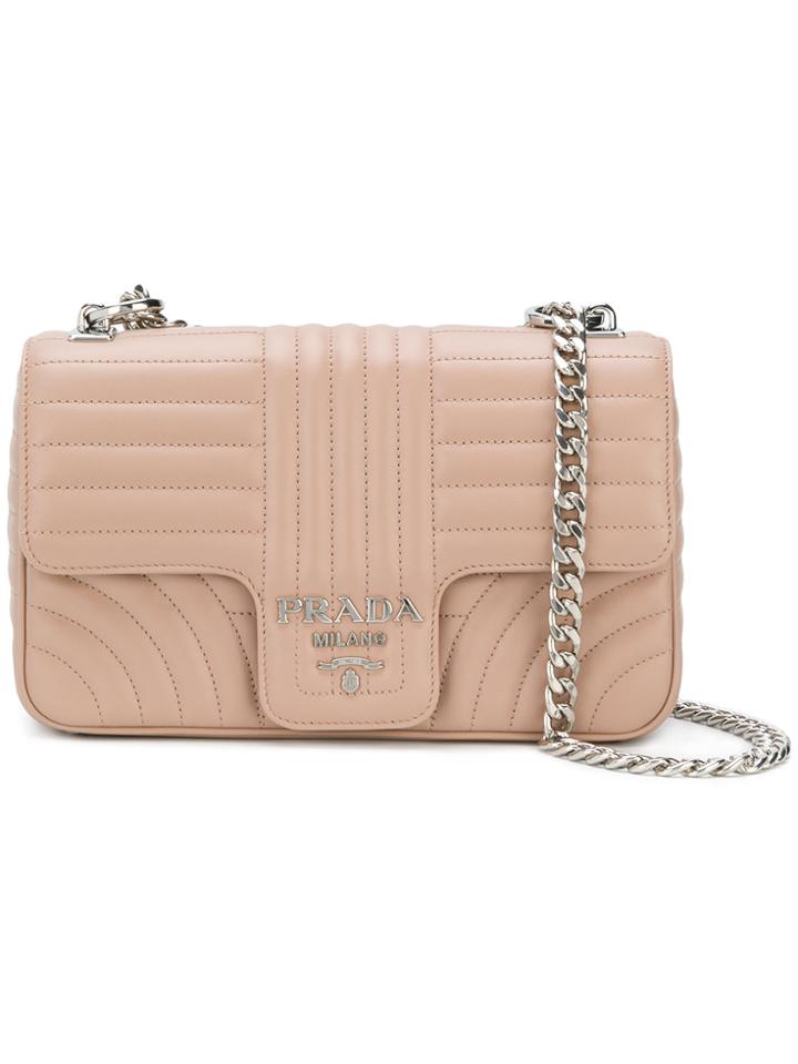 Prada Bevelled Shoulder Bag - Nude & Neutrals