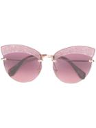 Miu Miu Eyewear Runaway Show Glitter Sunglasses - Pink
