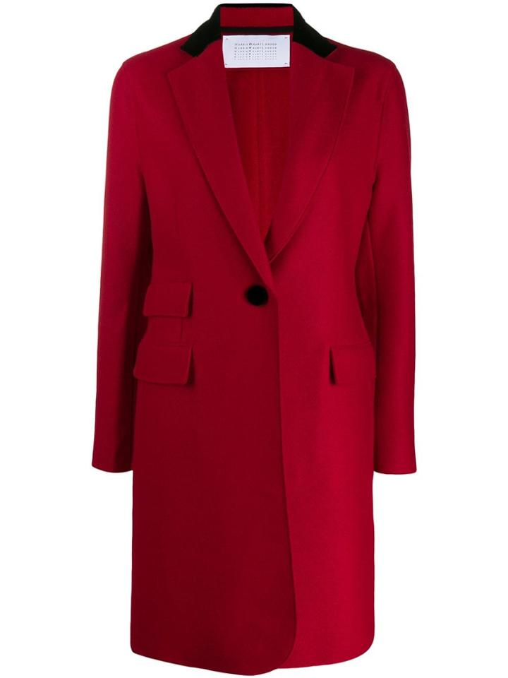 Harris Wharf London Single Breasted Midi Coat - Red