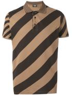 Fendi Diagonal Stripe Print Polo Shirt - Brown