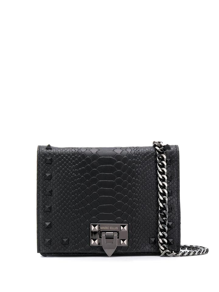 Marc Ellis Studded Lizard Effect Crossbody Bag - Black
