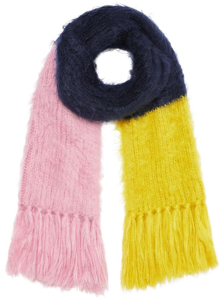 Burberry Colour Block Mohair Silk Oversized Scarf - Blue