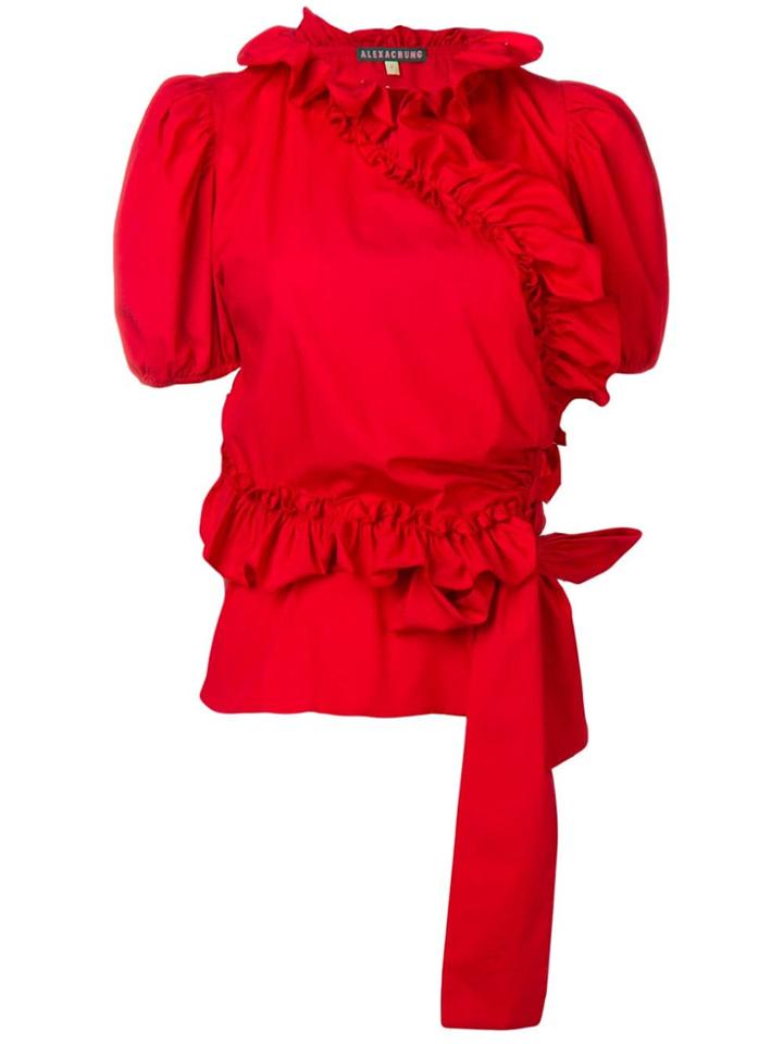Alexa Chung Ruffled Wrap Blouse - Red