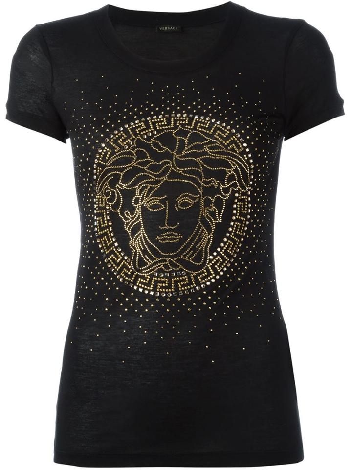 Versace Medusa Studded T-shirt, Women's, Size: 40, Black, Viscose/silk