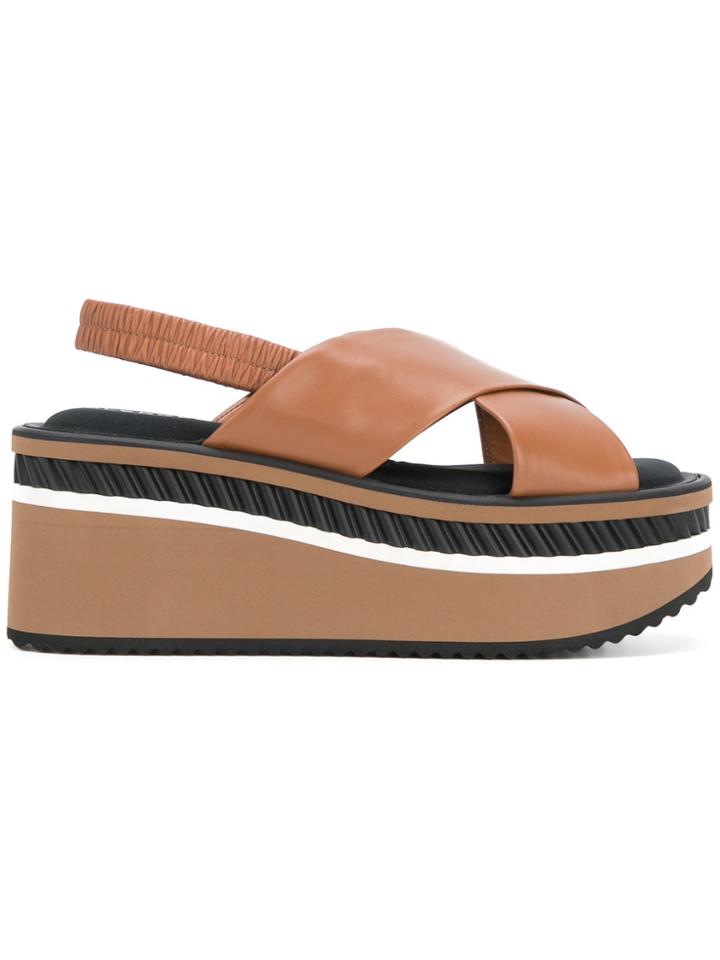 Robert Clergerie Crosse Platform Sandals - Brown