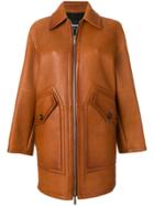 Dsquared2 Zipped Leather Coat - Brown